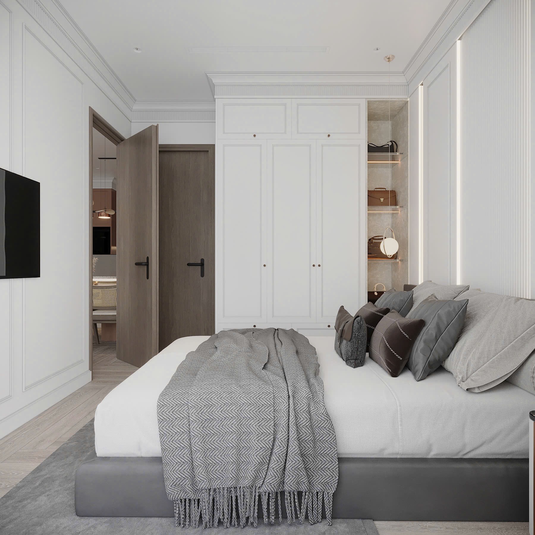 phòng khách chung cư 70m2 phong cách hiện đại tone ấm 